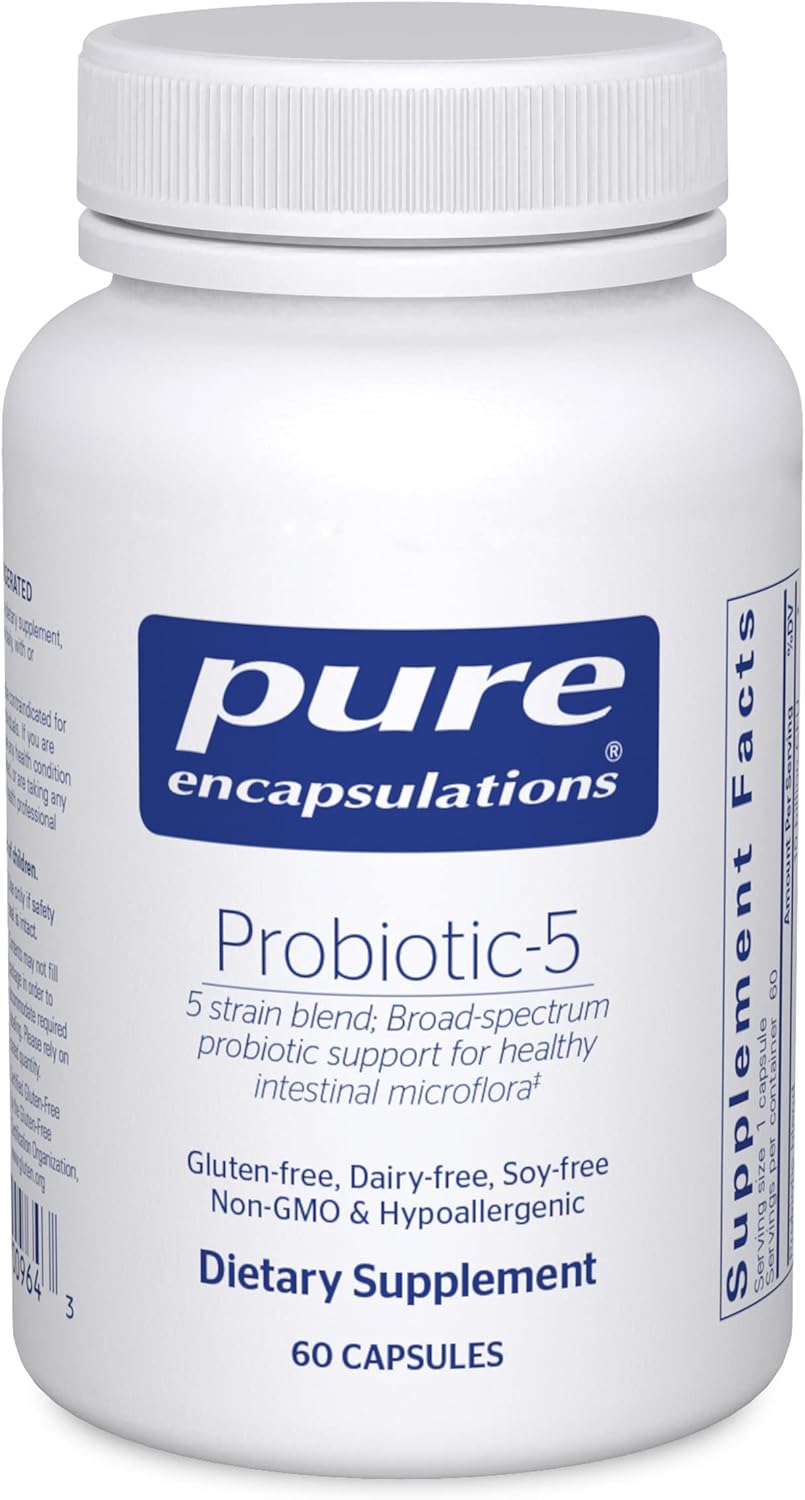 Probiotic-5 by Pure Encapsulations: Dairy & Soy Free Immune & Gut Health Support - 60 Capsules