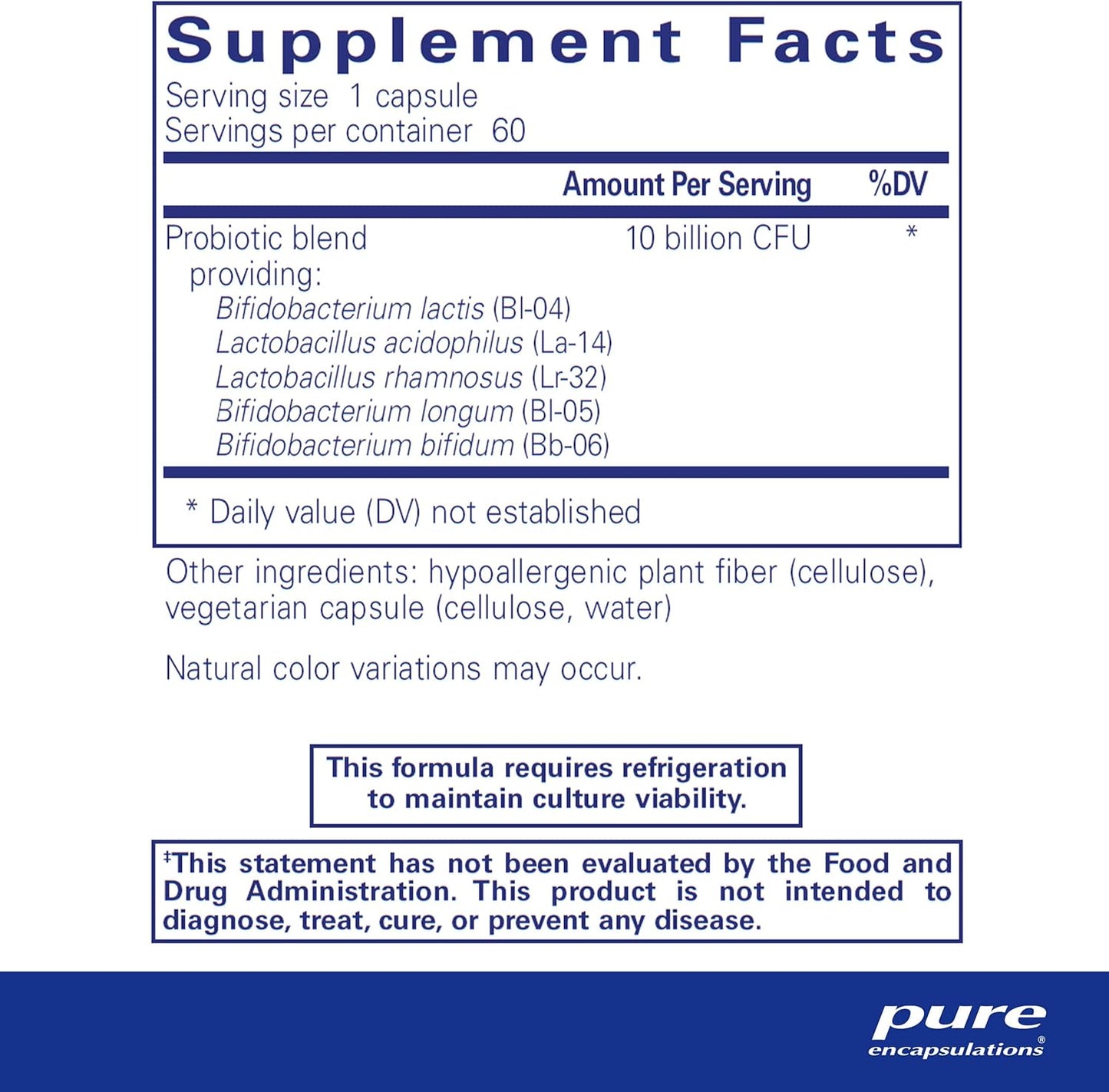 Probiotic-5 by Pure Encapsulations: Dairy & Soy Free Immune & Gut Health Support - 60 Capsules