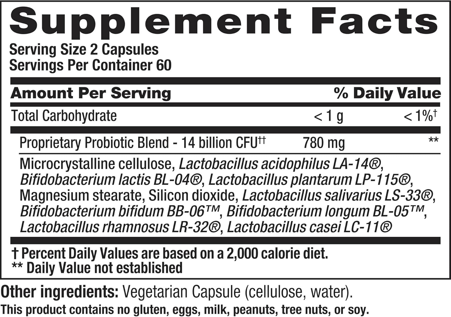Probiotic Acidophilus Supplement for Men and Women, 240 Count Vegetarian Capsules for Digestive Health & Immune Support