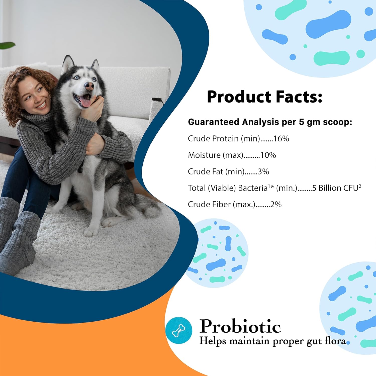 Probiotic and Prebiotic Powder for Dogs - Diarrhea and Gas Relief Supplement - Immune Health and Digestive Support - Stool Hardener for Pets