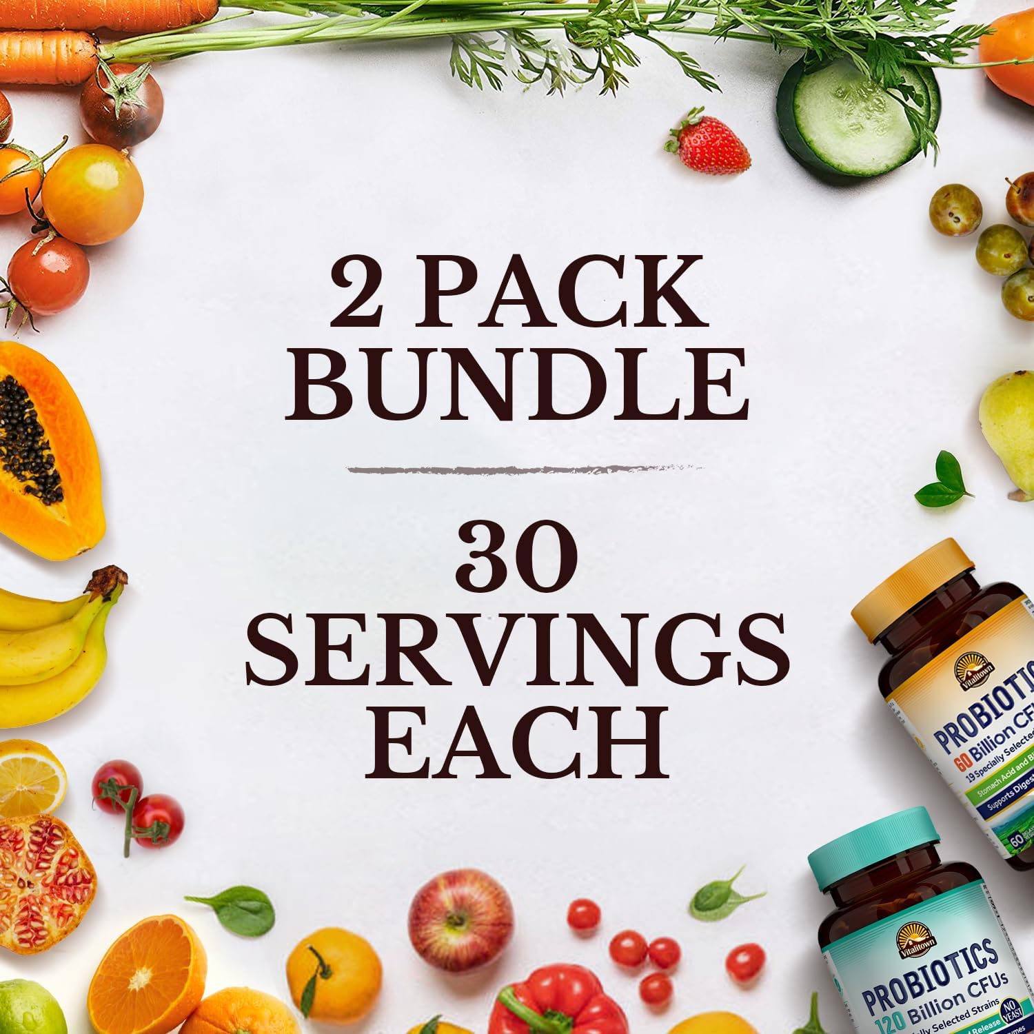 Probiotic Bundle: 60 Billion CFUs & 120 Billion CFUs | Digestive & Immune Health | 30 Day Supply | Shelf Stable