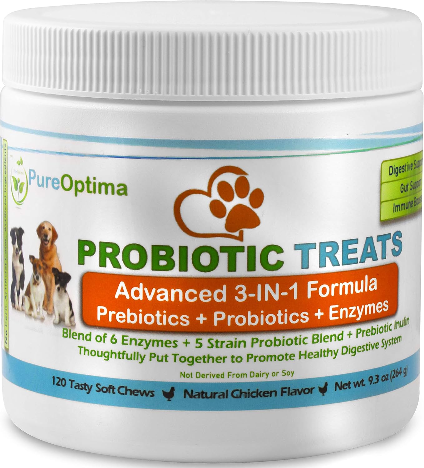 Probiotic Chews for Dogs with Digestive Enzymes and Prebiotics, Improve Digestion and Immunity - 120 Count