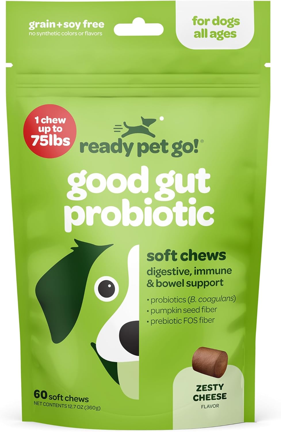 Probiotic Chews for Dogs with Pumpkin & Digestive Enzymes | Supports Gut Health & Digestion | NASC Certified | Made in USA | 60 Chews