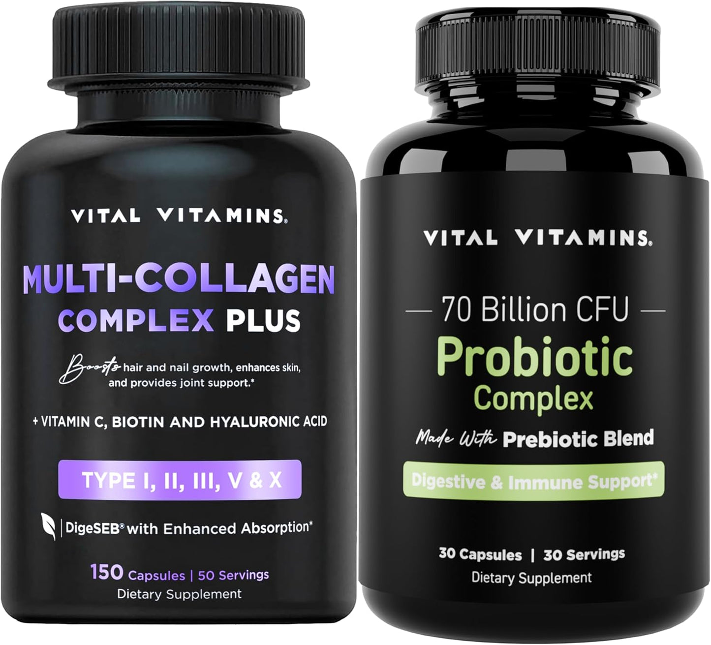 Probiotic Complex Capsules with Vital Vitamins Multi Collagen Complex for Gut Health