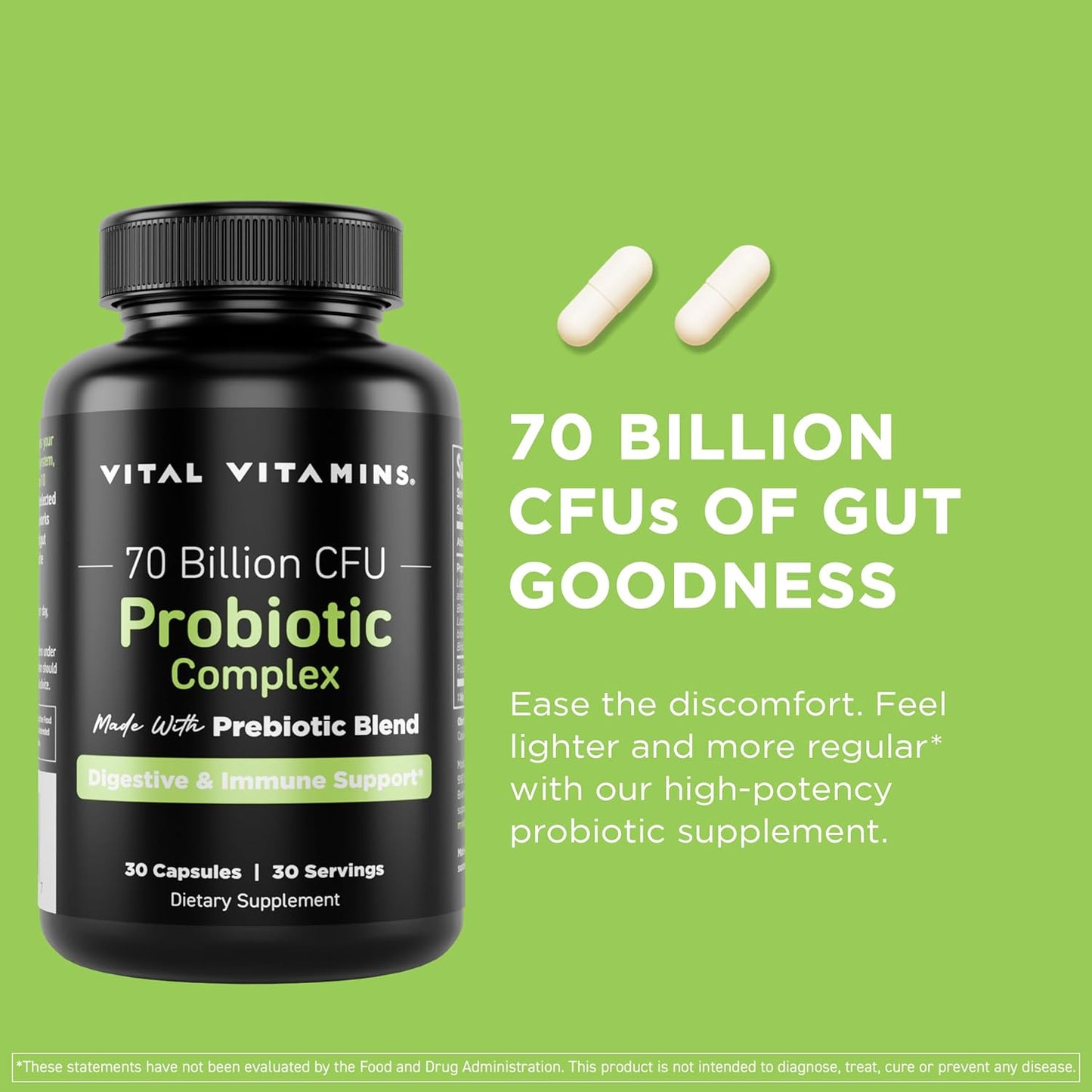 Probiotic Complex Capsules with Vital Vitamins Multi Collagen Complex for Gut Health