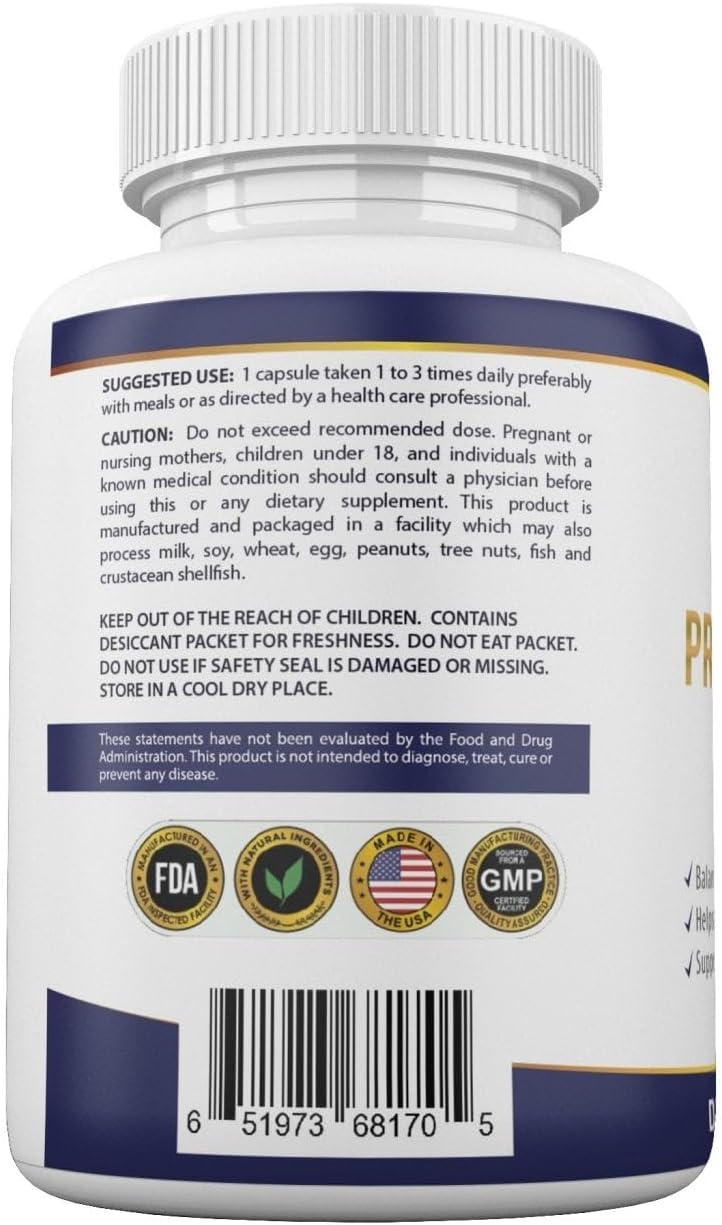 Probiotic Complex for Digestive Balance and Immune Support - Natural Vegan Supplement - USA-Made - 60 Capsules