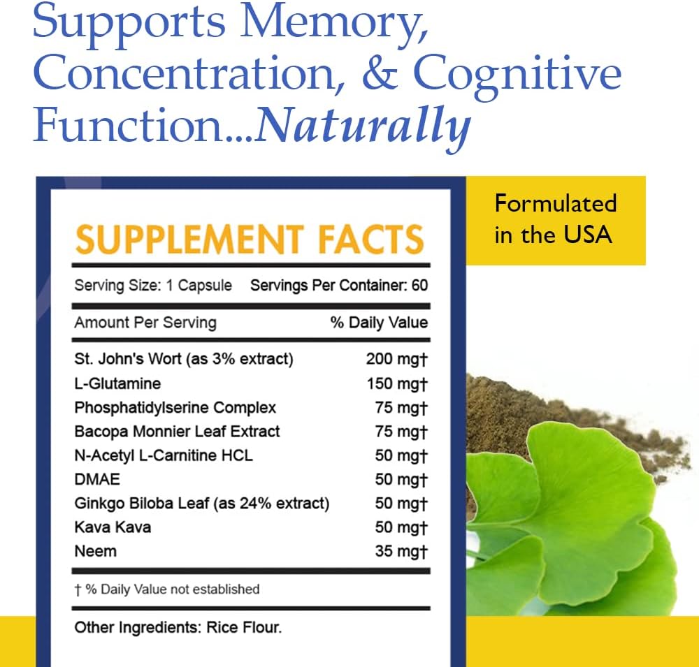 Probiotic Dietary Supplement with Lactase Enzyme for Men and Women + Brain Support Nootropic