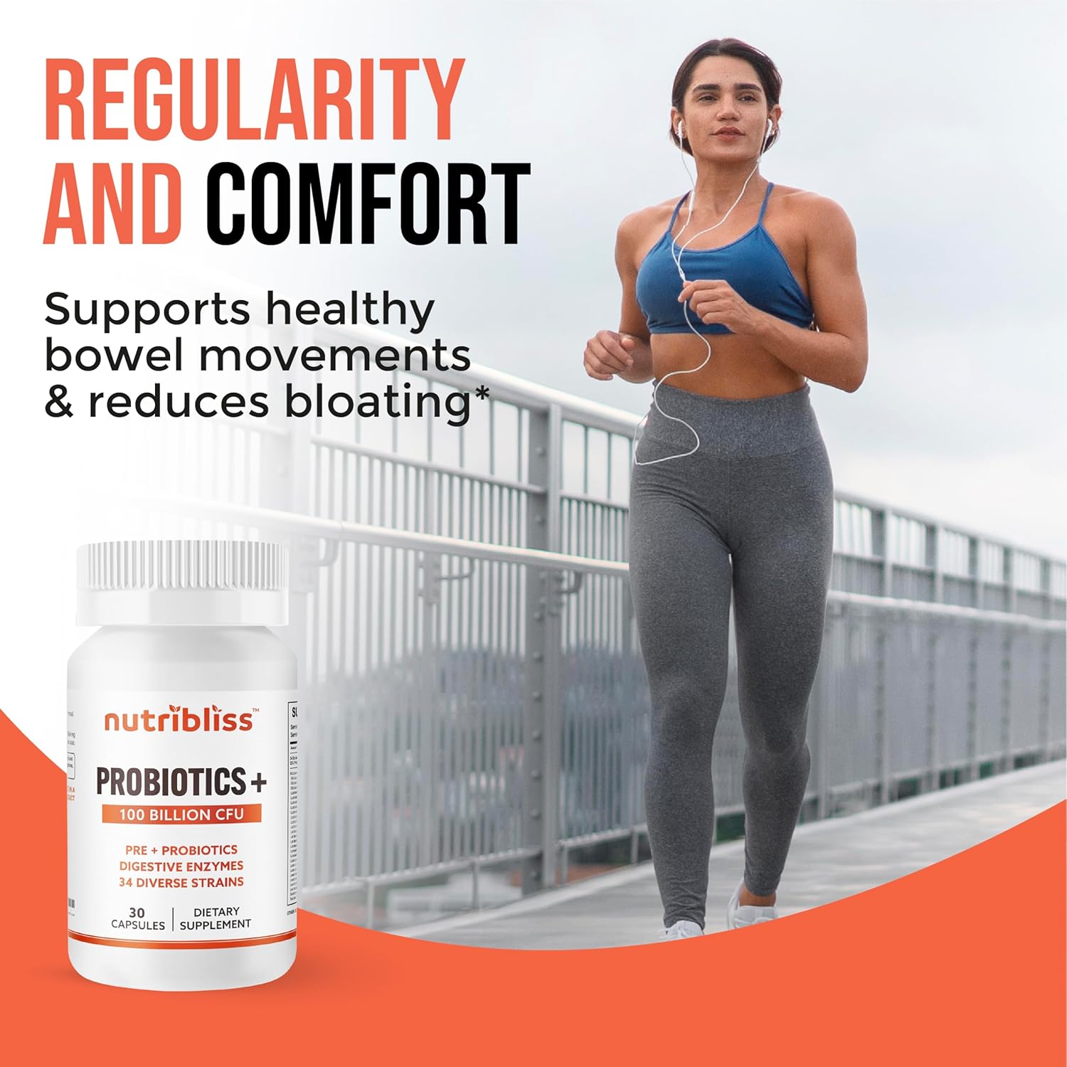 Probiotic Digestive Enzymes with Prebiotics for Women and Men - 100 Billion CFU, 34 Strains - Supports Digestive Health - 60 Capsules