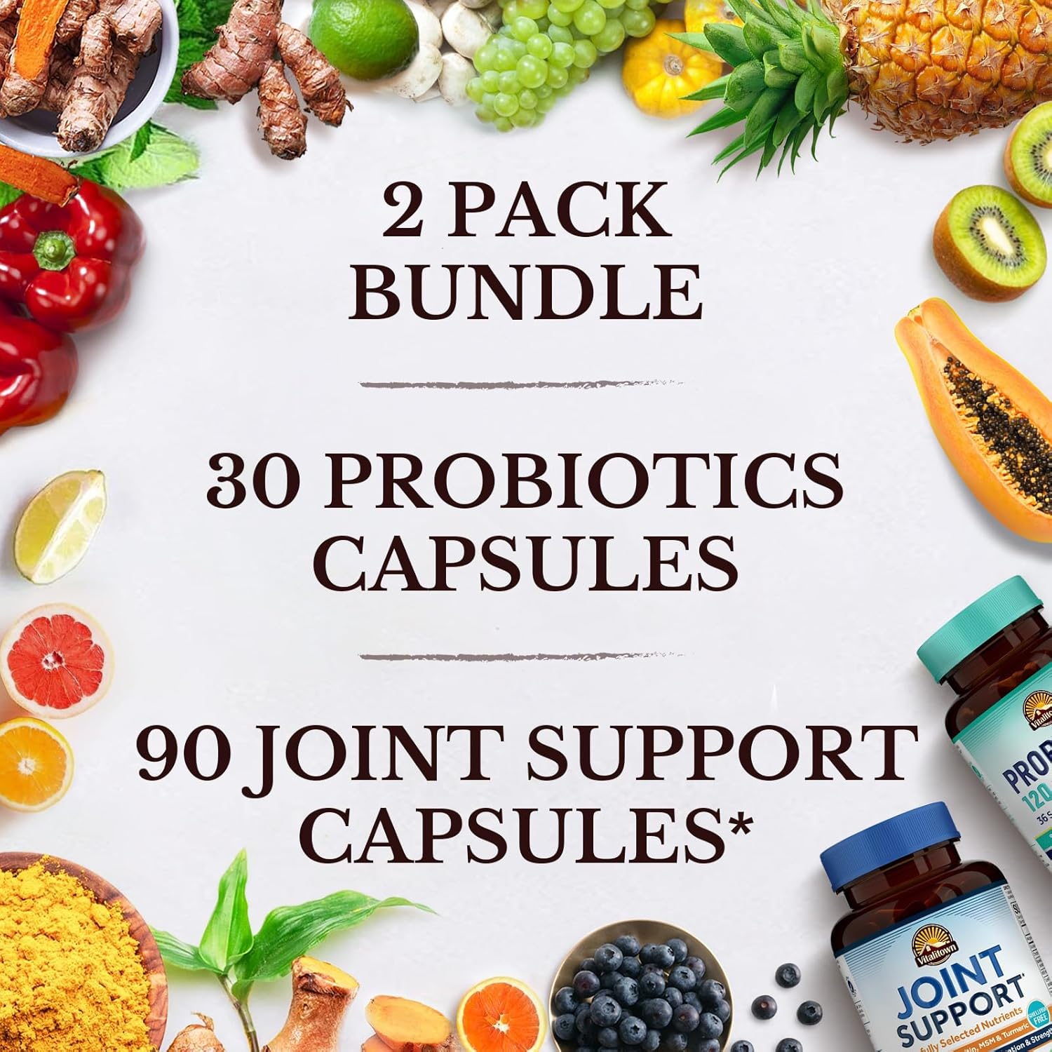 Probiotic + Glucosamine Chondroitin MSM Bundle | 120 Billion CFUs & Joint Support | 30 Probiotic Capsules & 90 Joint Capsules