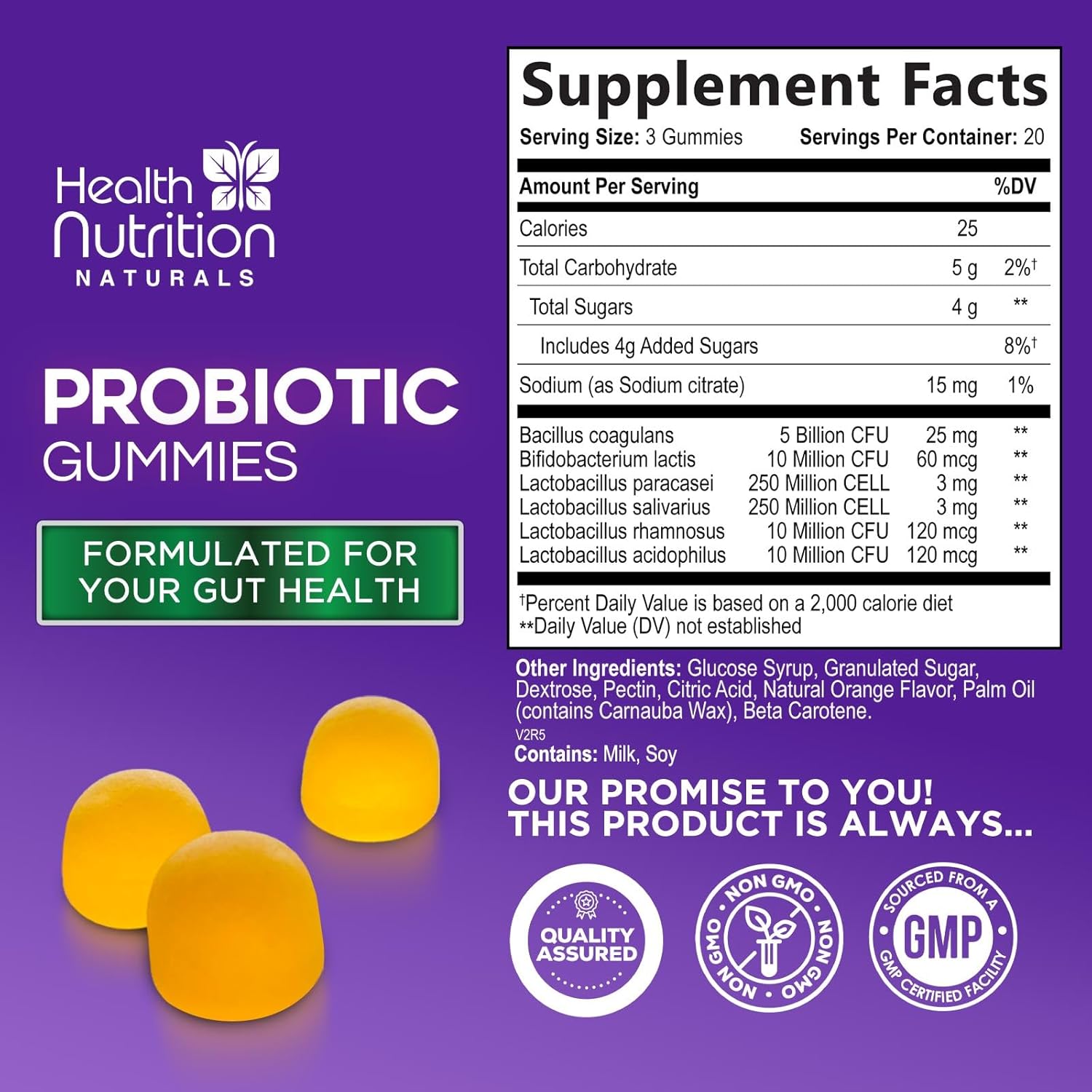 Probiotic Gummies for Digestive Health - Daily 5 Billion CFU Supplement for Women & Men - Supports Immune, Vaginal, & Gut Health - Non-GMO - 60 Gummies