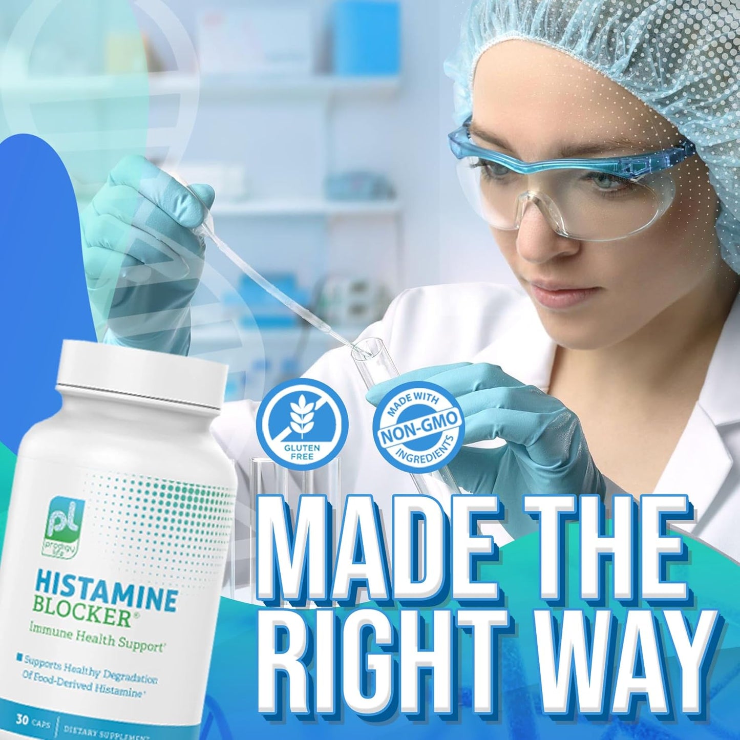 Probiotic Life Premium Histamine Block Supplement - Advanced DAO Enzyme Blocker for Food Intolerance - 30 Count