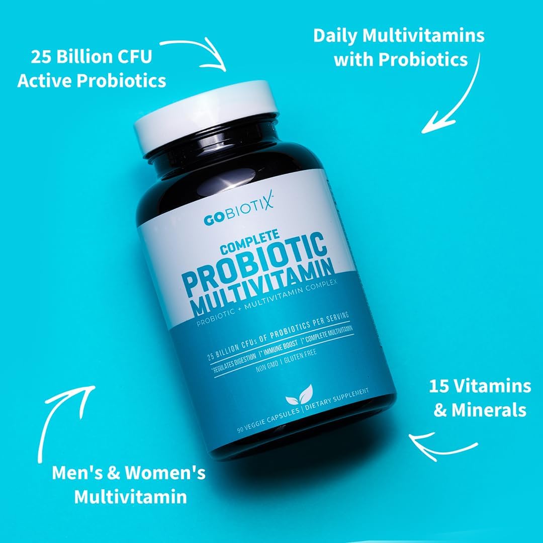 Probiotic Multivitamin Supplement with 25 Billion CFU for Immunity and Digestive Health - Gluten Free Probiotics for Women and Men - 90 Capsules