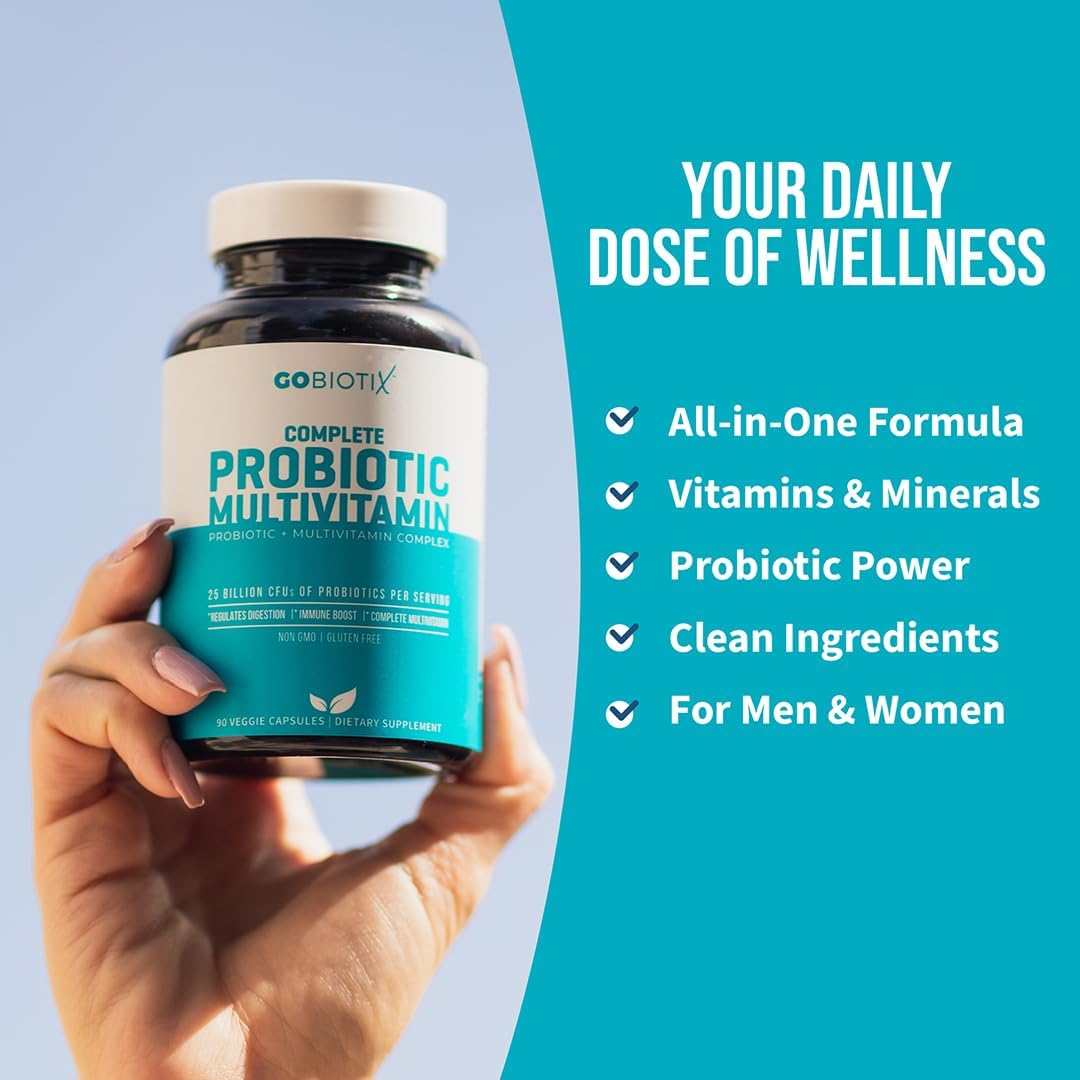 Probiotic Multivitamin Supplement with 25 Billion CFU for Immunity and Digestive Health - Gluten Free Probiotics for Women and Men - 90 Capsules