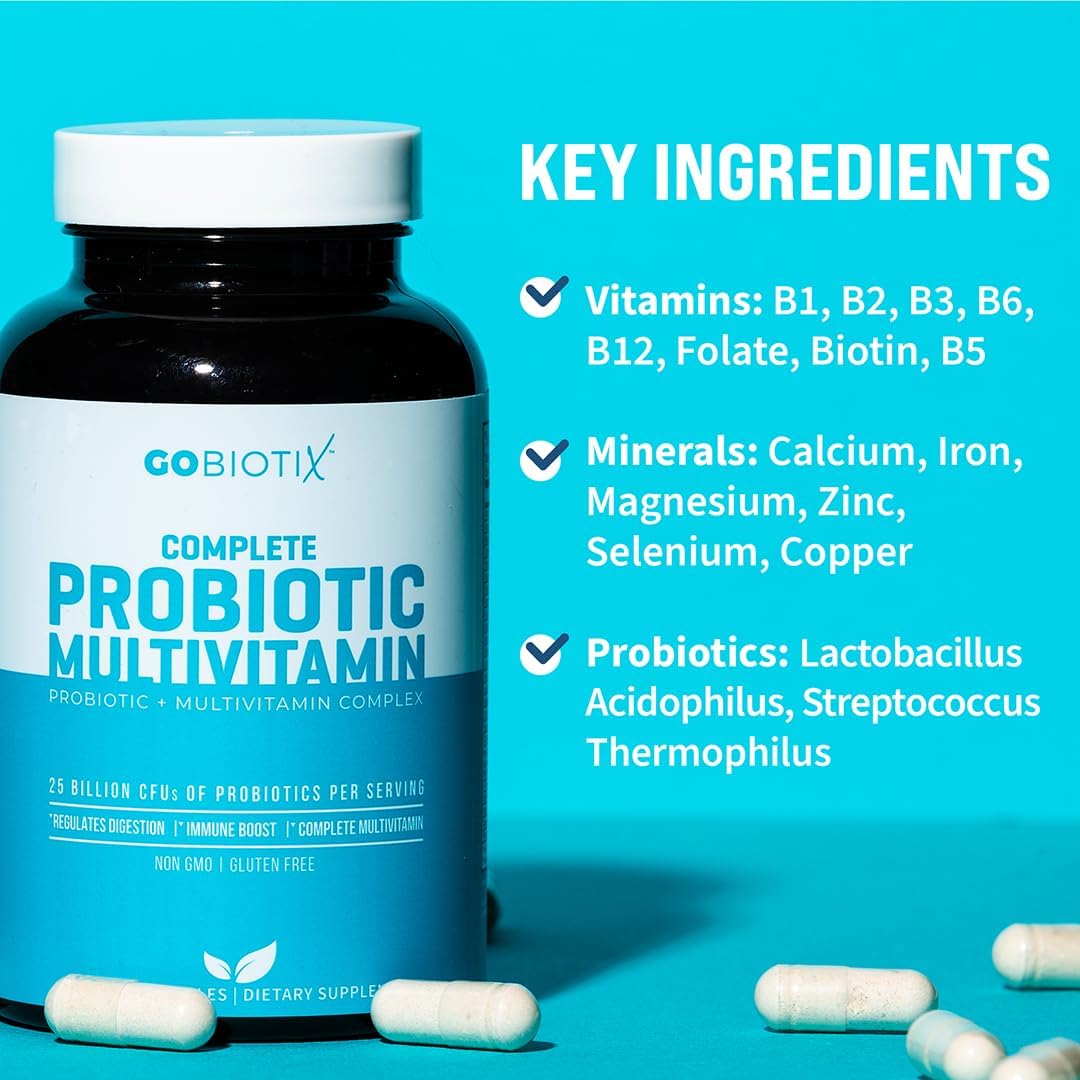 Probiotic Multivitamin Supplement with 25 Billion CFU for Immunity and Digestive Health - Gluten Free Probiotics for Women and Men - 90 Capsules