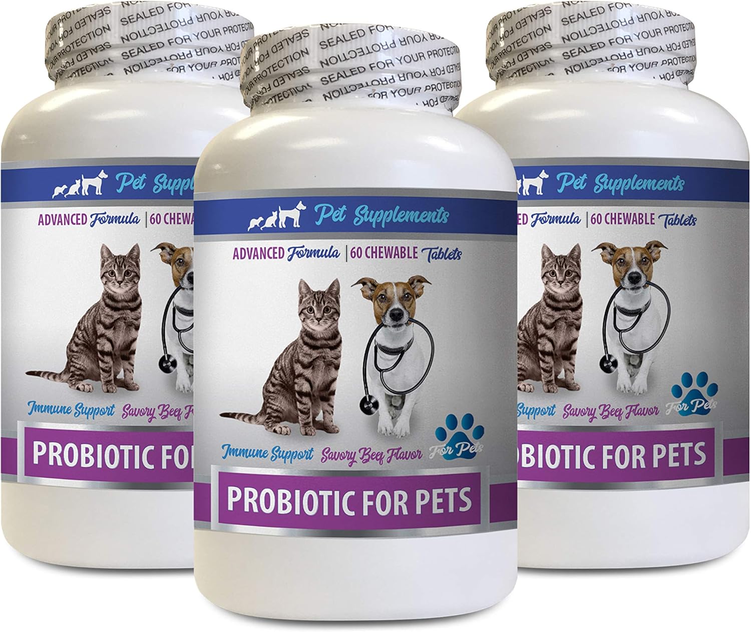 Probiotic Pet Supplements for Cats and Dogs - Bad Breath and Gas Relief - Immune Boost - Digestive Support - 180 Treats