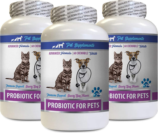 Probiotic Pet Supplements for Cats and Dogs - Bad Breath and Gas Relief - Immune Boost - Digestive Support - 180 Treats
