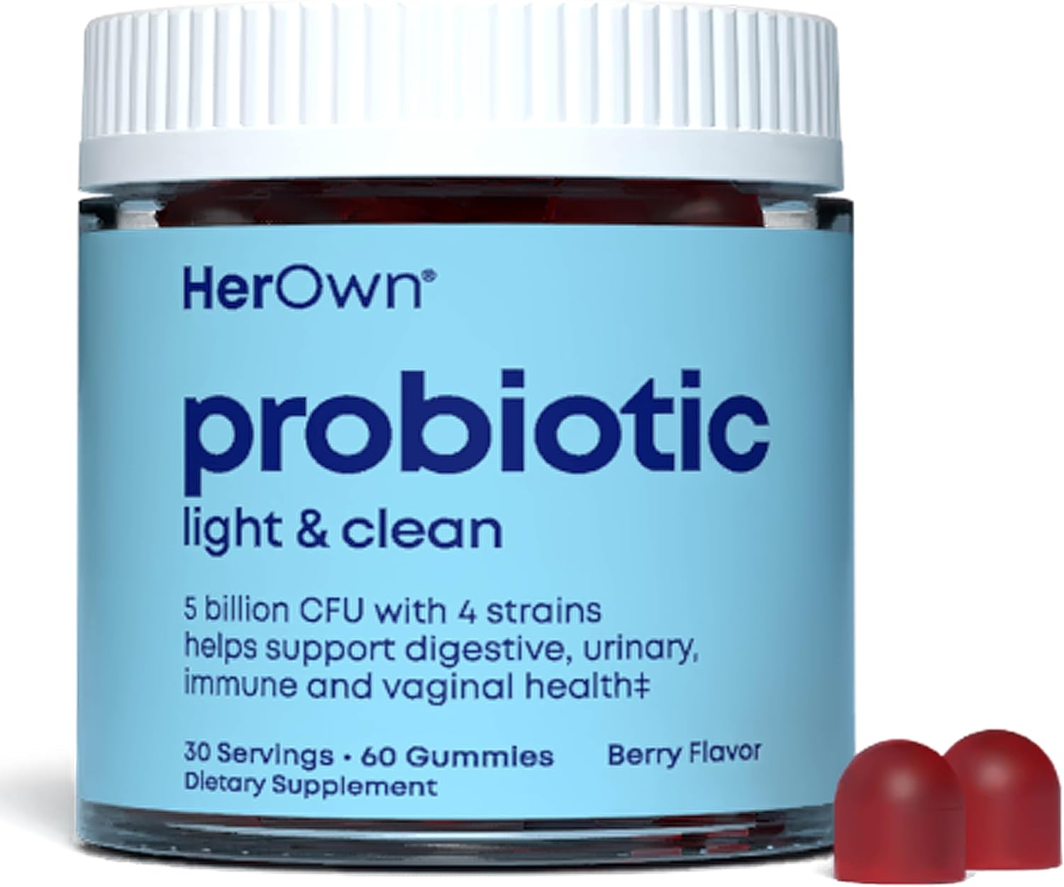 Probiotic & Prebiotic Gummy for Digestive & Immune Health - 5 Billion CFUs, Vegan, Gluten & Soy Free - 60 Gummies