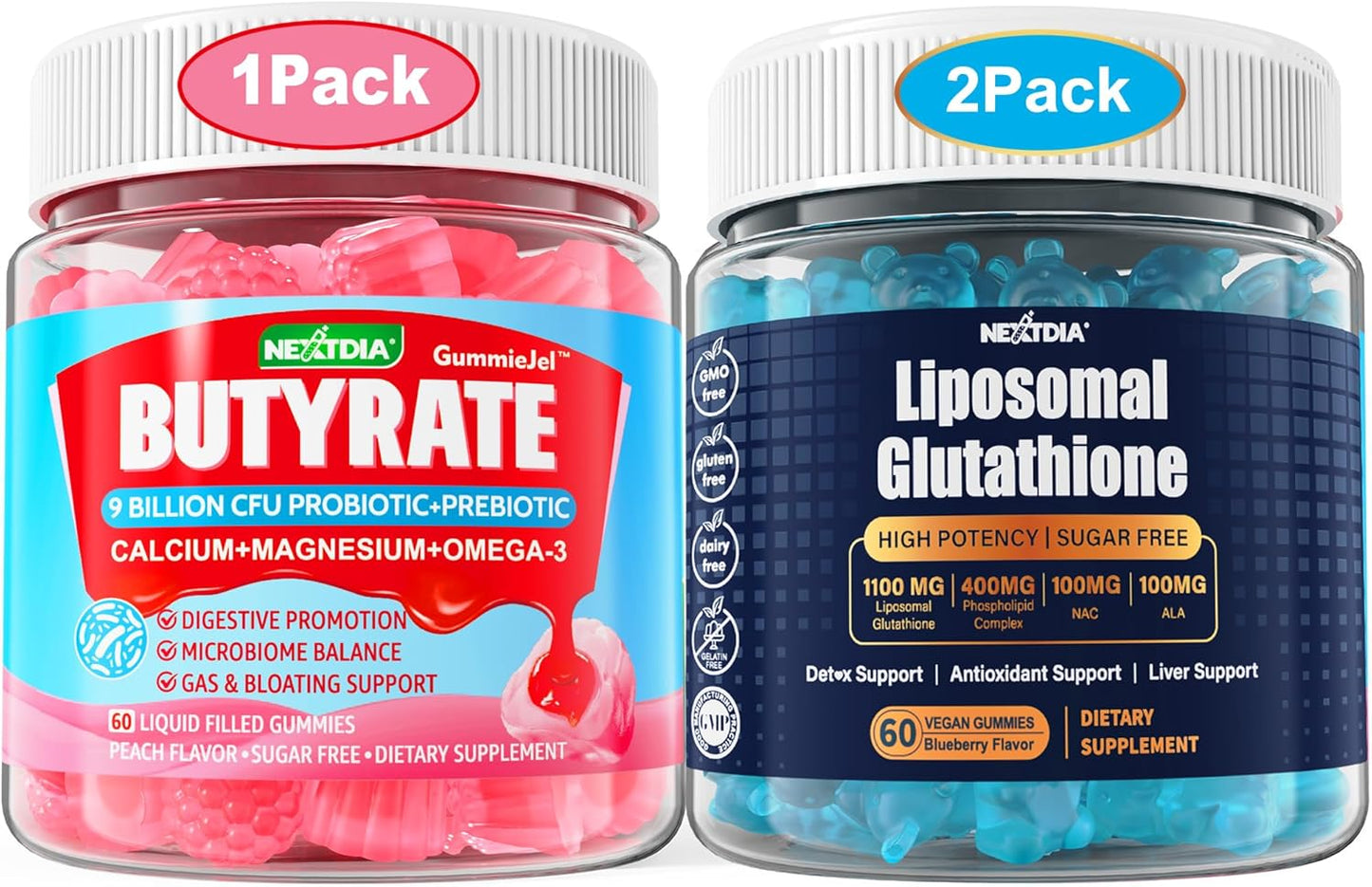 Probiotic Prebiotic Postbiotic Liposomal Glutathione Gummies by Nextdia - Product Image Butyrate Formula