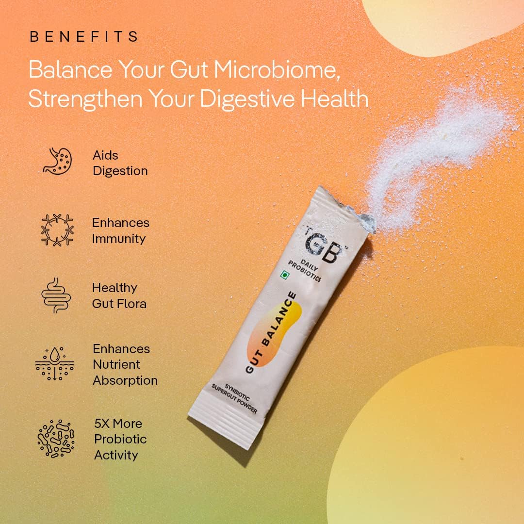 Probiotic Stick for Gut Health & Immunity Support - Men & Women, Digestive Balance Supplement with Probiotics, Inulin, Vitamin C - 3Bn CFU, 60 Day Supply