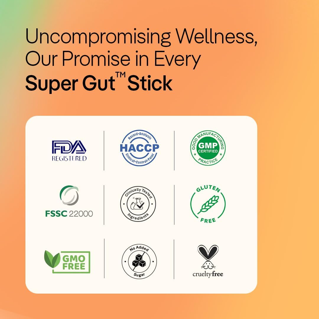 Probiotic Stick for Gut Health & Immunity Support - Men & Women, Digestive Balance Supplement with Probiotics, Inulin, Vitamin C - 3Bn CFU, 60 Day Supply