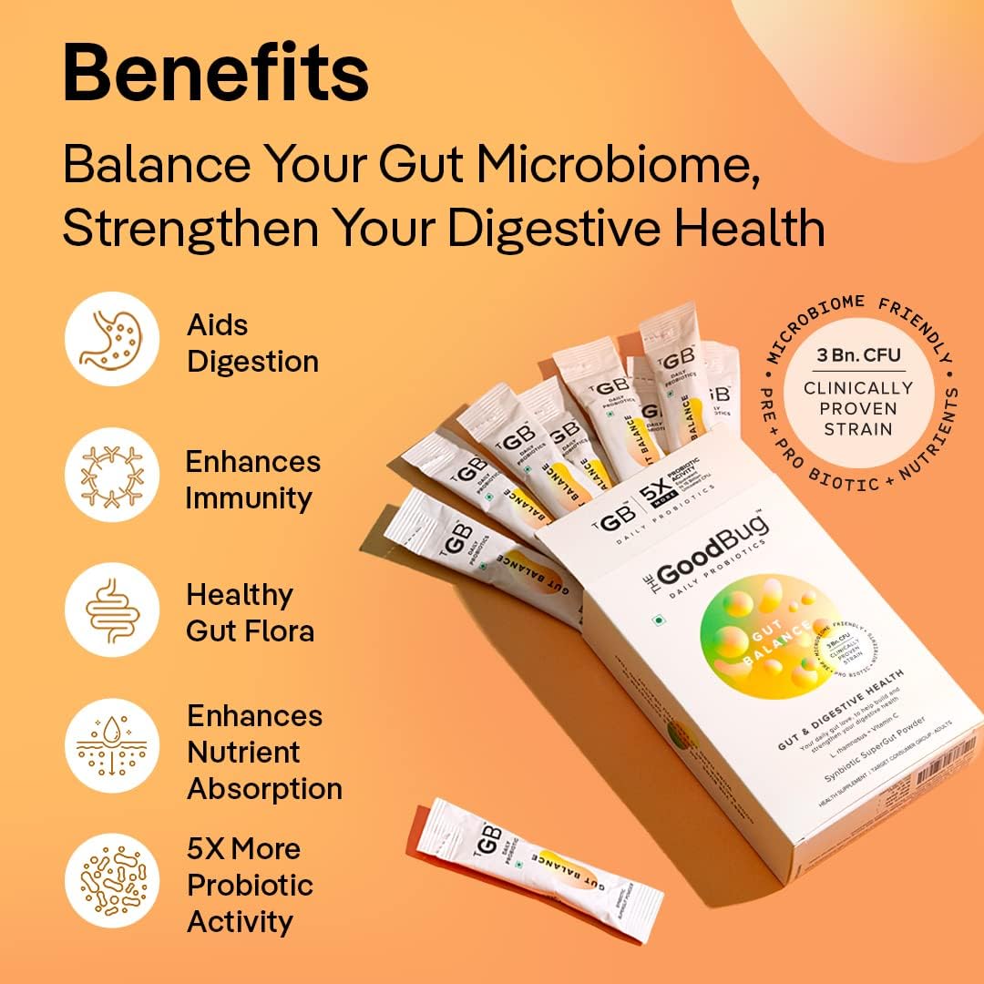Probiotic Stick with Inulin & Vitamin C for Gut Health & Immunity - 3Bn CFU Clinical Strains - 30 Days Pack