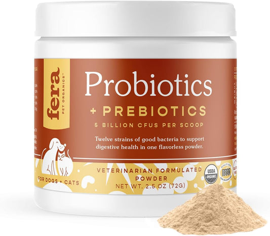 Probiotic Supplement for Dogs & Cats - Vet Formulated with 12 Strains & Prebiotics - Supports Pet Digestion - 60 Scoops