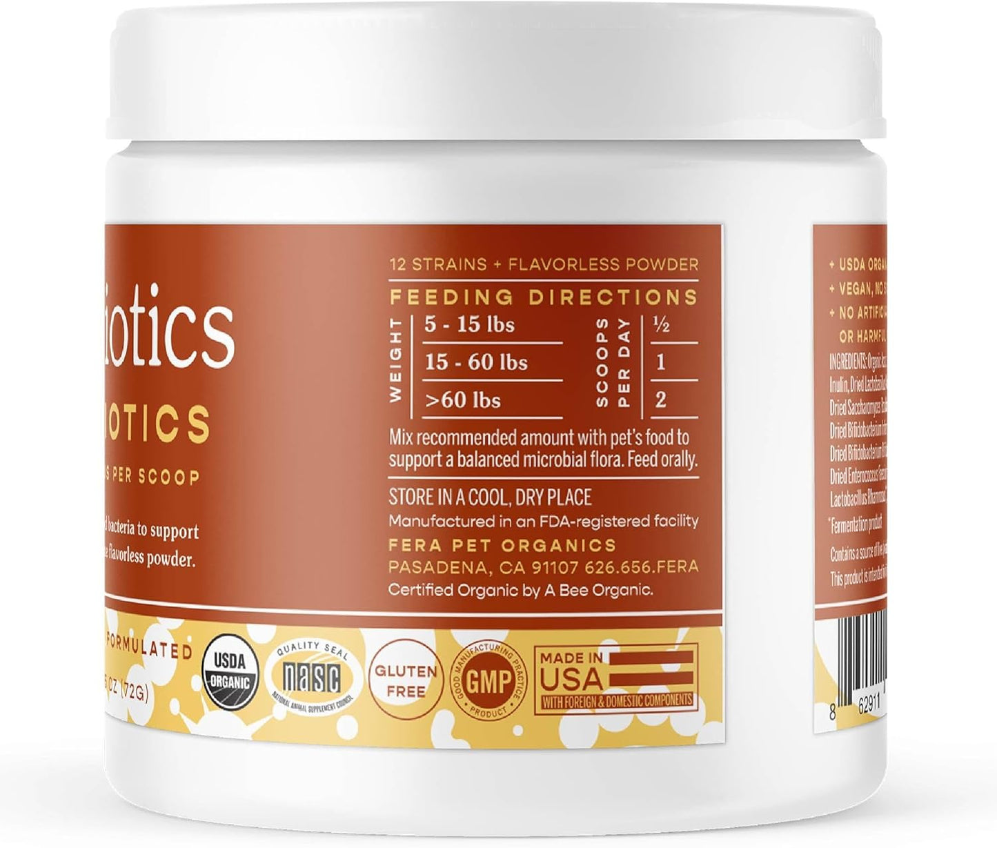 Probiotic Supplement for Dogs & Cats - Vet Formulated with 12 Strains & Prebiotics - Supports Pet Digestion - 60 Scoops