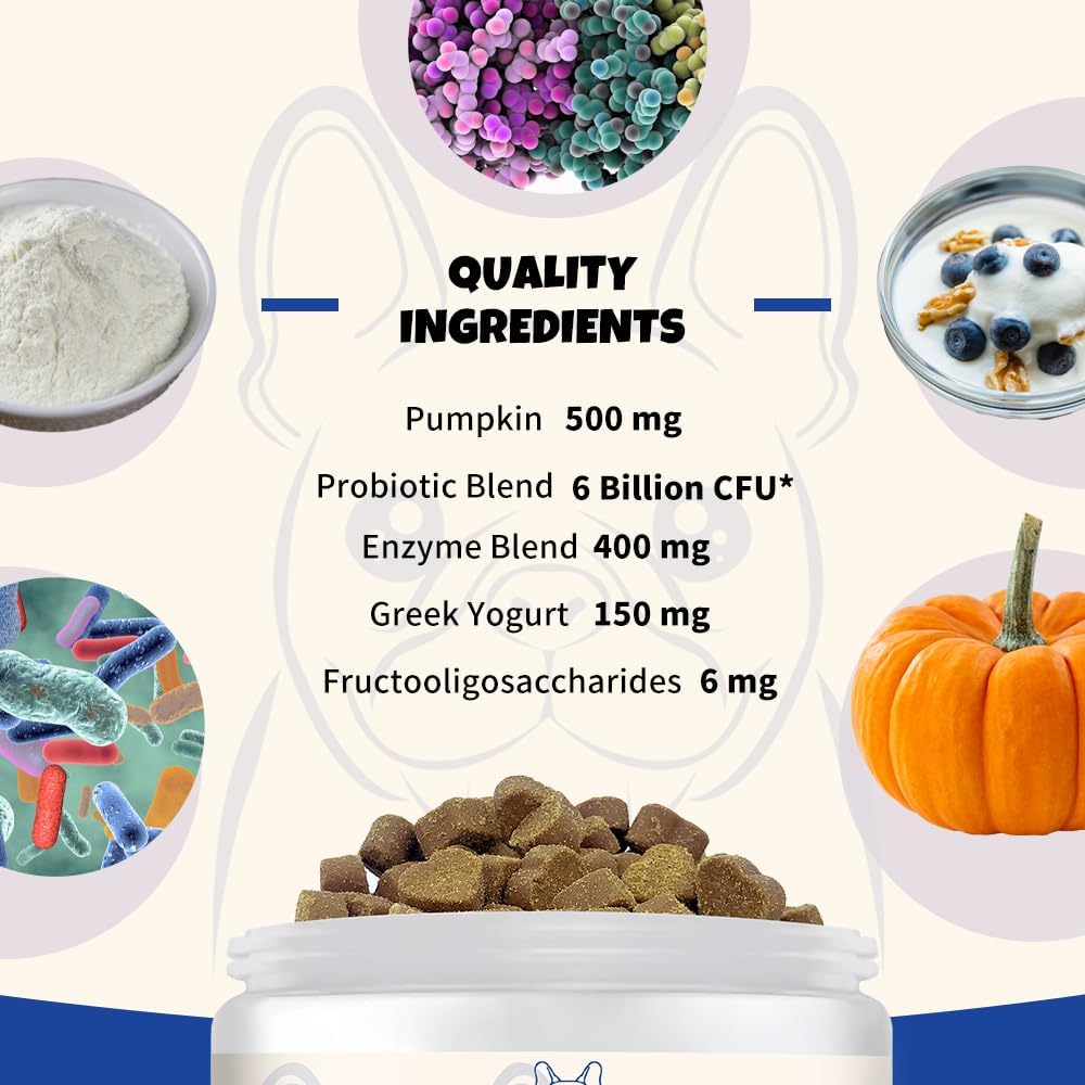 Probiotics for Dogs: Itchy Skin Relief, Gut Health, Allergy Support, Immunity Boost - Digestive Enzymes with Prebiotics, 90 Pork Chews