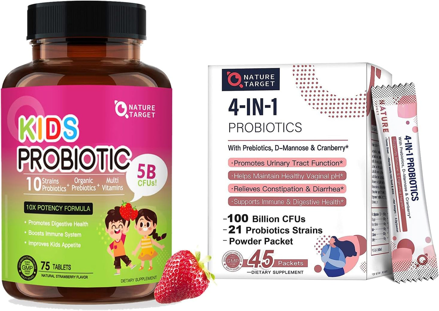 Probiotics for Women and Kids - Chewable Probiotic Supplement from NATURE TARGET