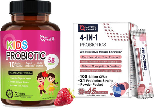 Probiotics for Women and Kids - Chewable Probiotic Supplement from NATURE TARGET