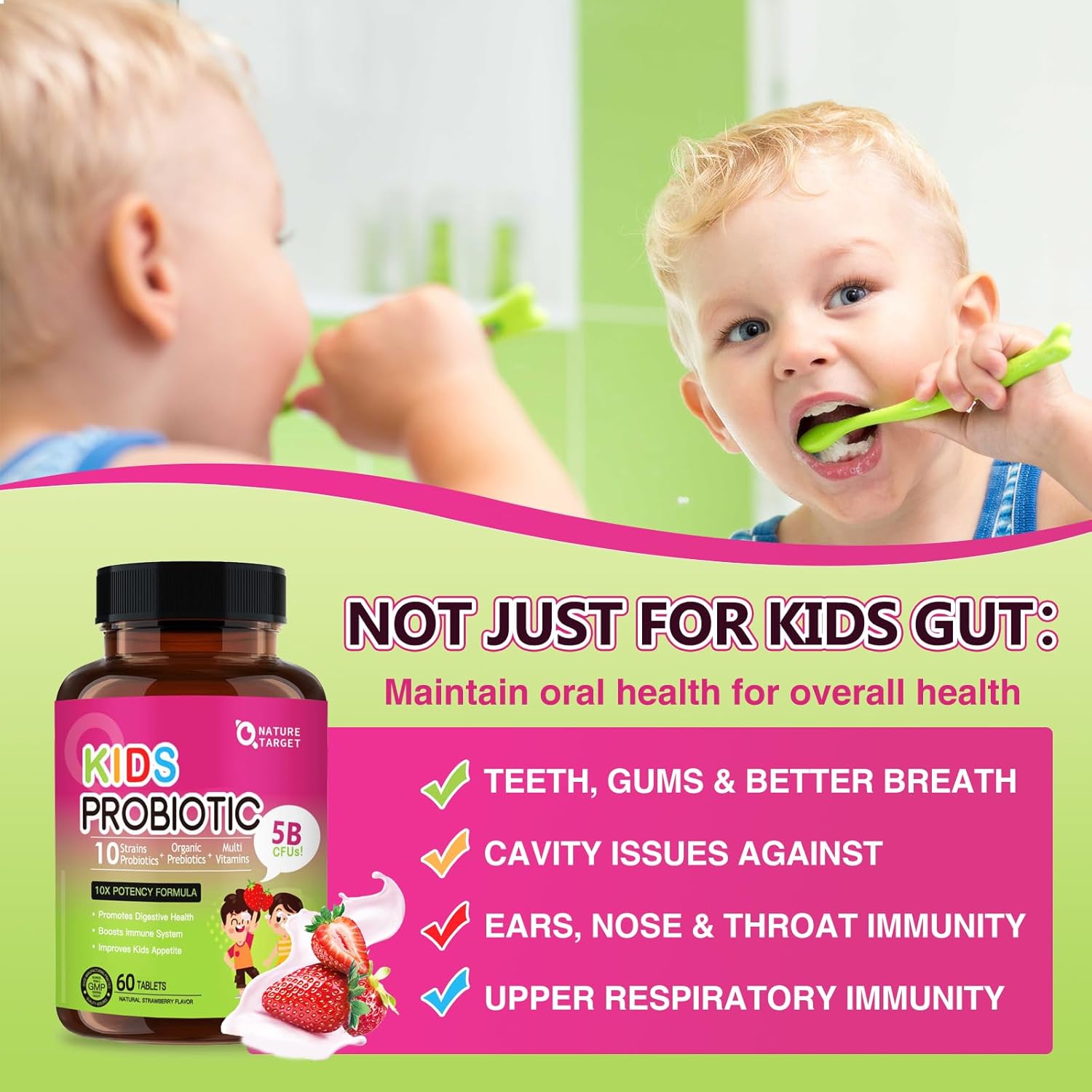 Probiotics for Women and Kids - Chewable Probiotic Supplement from NATURE TARGET