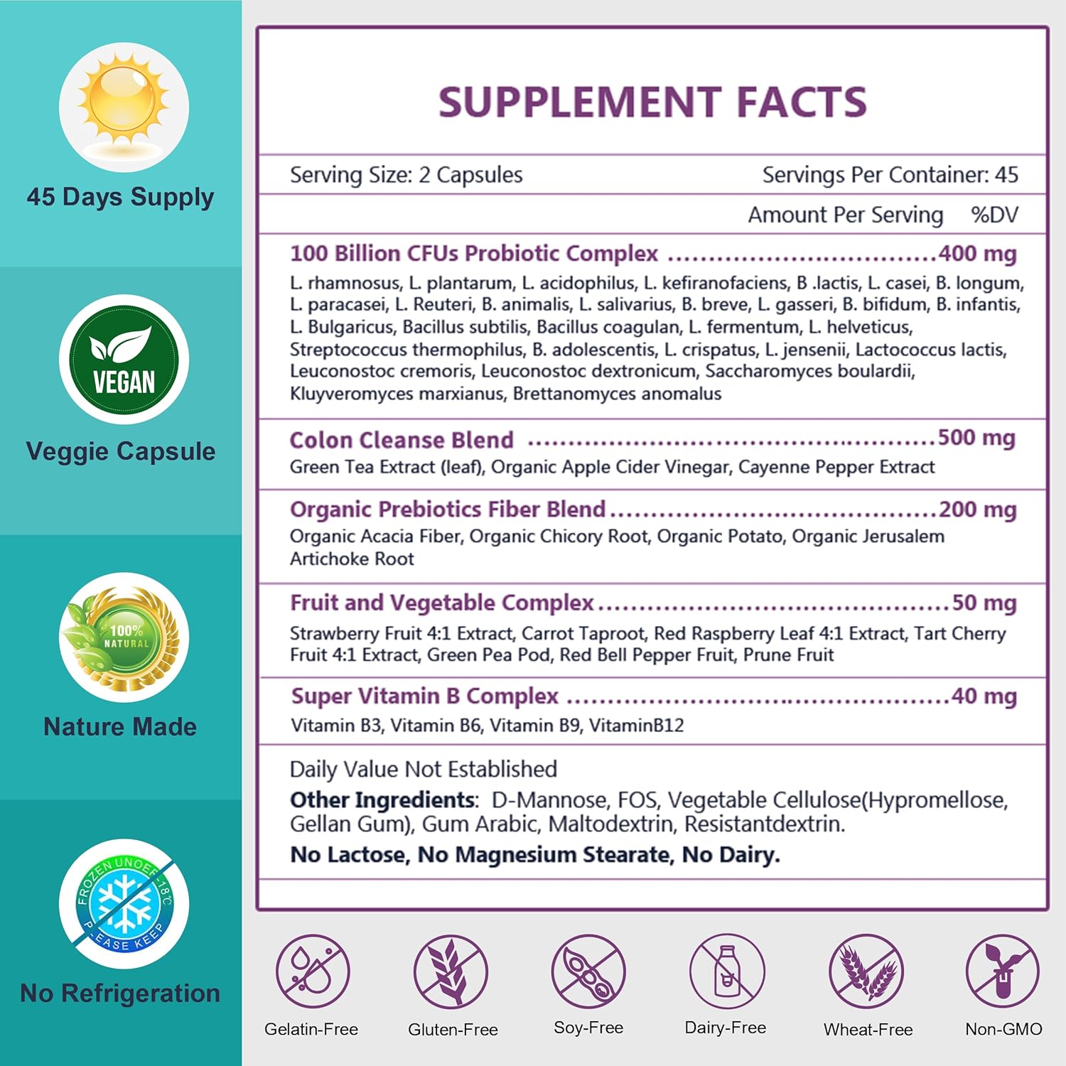 Probiotics for Women, Men, and Kids - 100 Billion CFU - Digestive & Immune Support - 90 Veg Capsules