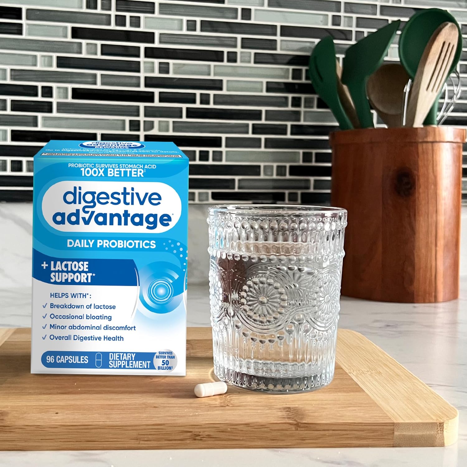 Probiotics + Lactase Enzymes for Digestive Health - 96ct for Men and Women with Bloating and Abdominal Discomfort