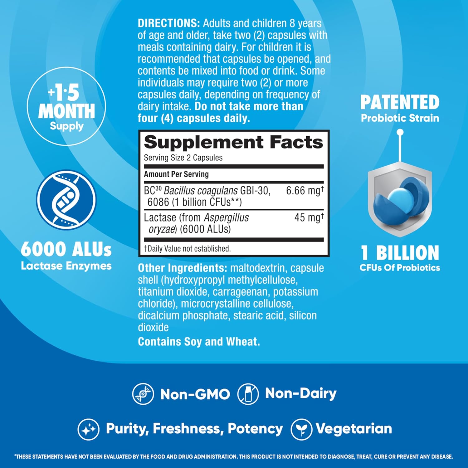 Probiotics + Lactase Enzymes for Digestive Health - 96ct for Men and Women with Bloating and Abdominal Discomfort