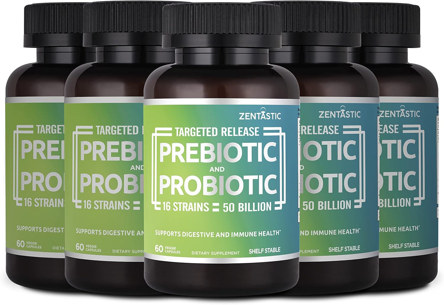 Probiotics & Prebiotics Supplement with 50 Billion CFU - Immune & Digestive Support for Men & Women - 16 Strains - Shelf Stable - 300 Delayed Release Capsules