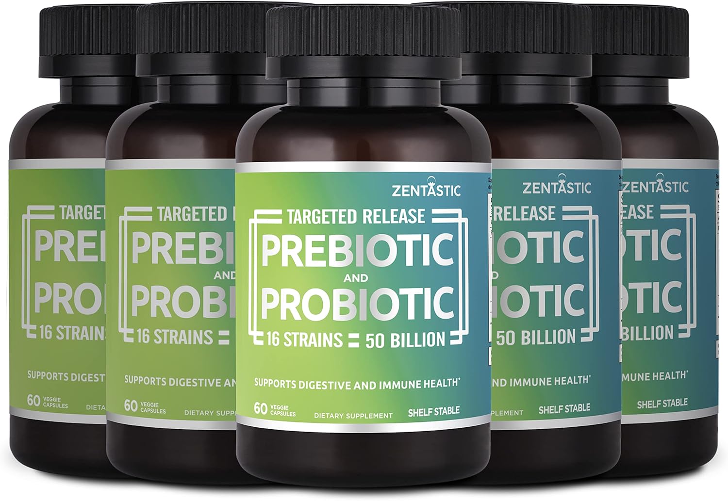 Probiotics & Prebiotics Supplement with 50 Billion CFU - Immune & Digestive Support for Men & Women - 16 Strains - Shelf Stable - 300 Delayed Release Capsules