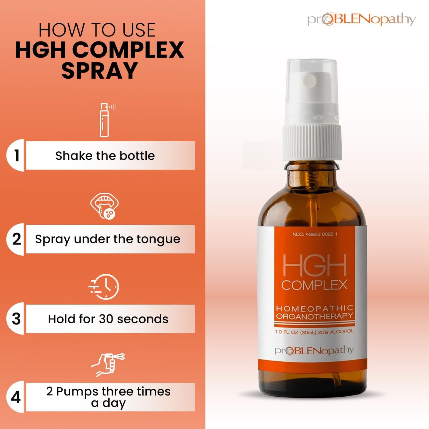 proBLENopathy HGH Liquid Oral Spray - Natural Human Growth Hormone Supplement for Muscle Growth & Recovery - 30 Day Supply - Men & Women - 1 fl oz