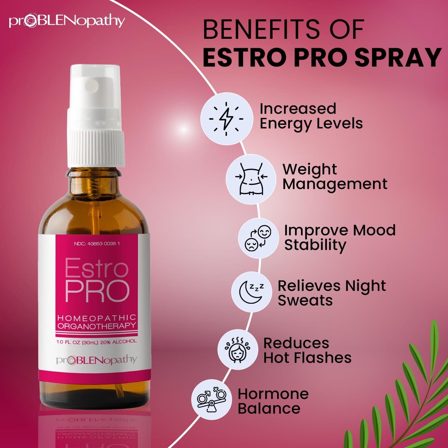 proBLENopathy Women's Menopause Supplement - Liquid Spray for Energy, Mood, Night Sweats (1 fl oz)