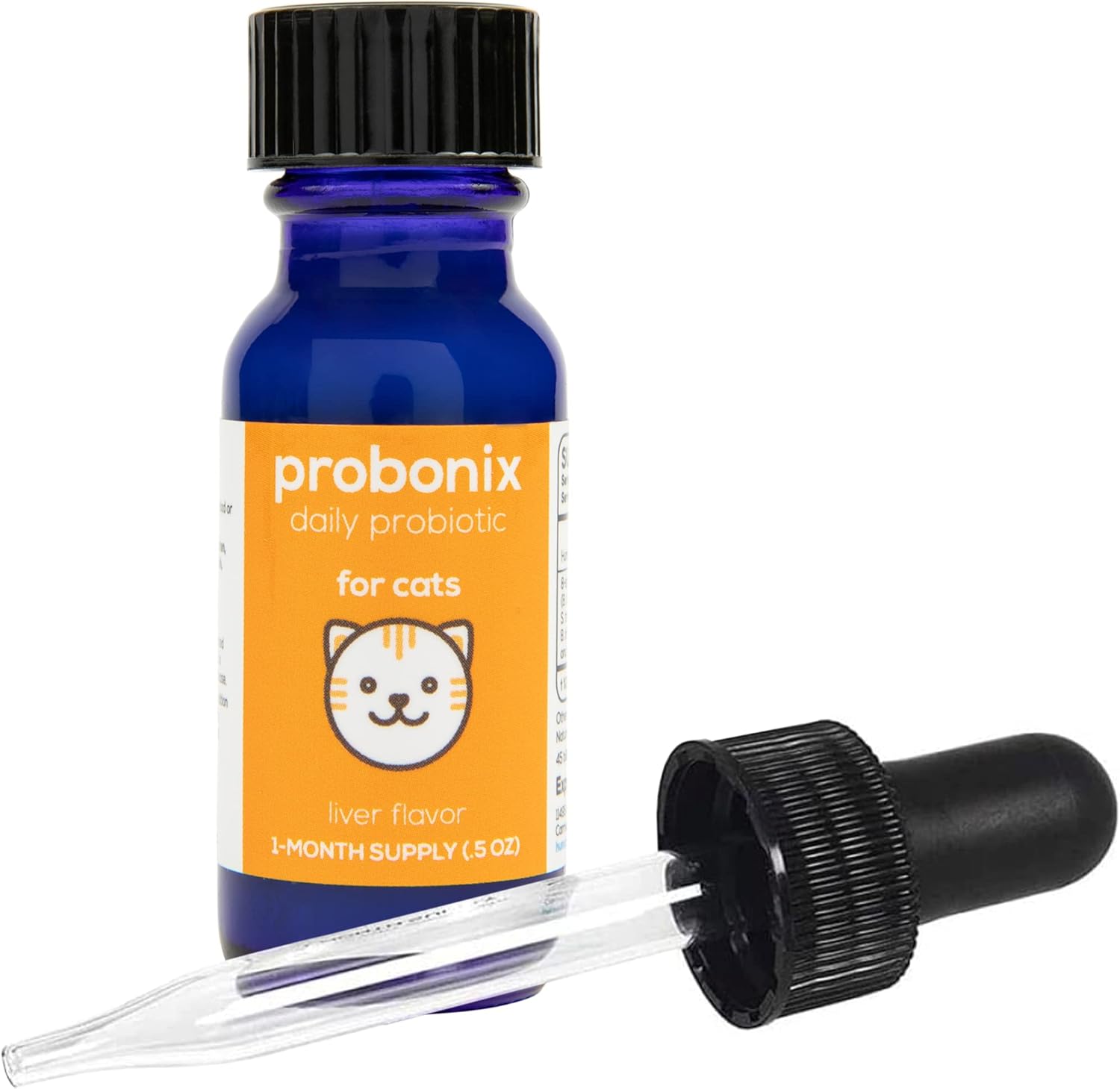Probonix Cat Probiotic Drops - 8-Strain Formula for Gut and Dental Health - 45 Billion CFUs - 40-Day Supply - Liver Flavor