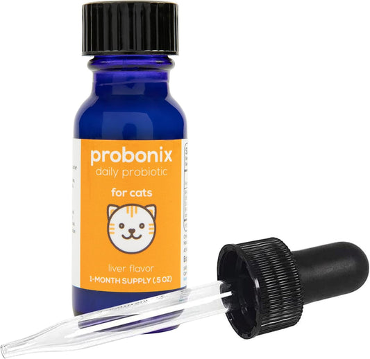 Probonix Cat Probiotic Drops - 8-Strain Formula for Gut and Dental Health - 45 Billion CFUs - 40-Day Supply - Liver Flavor