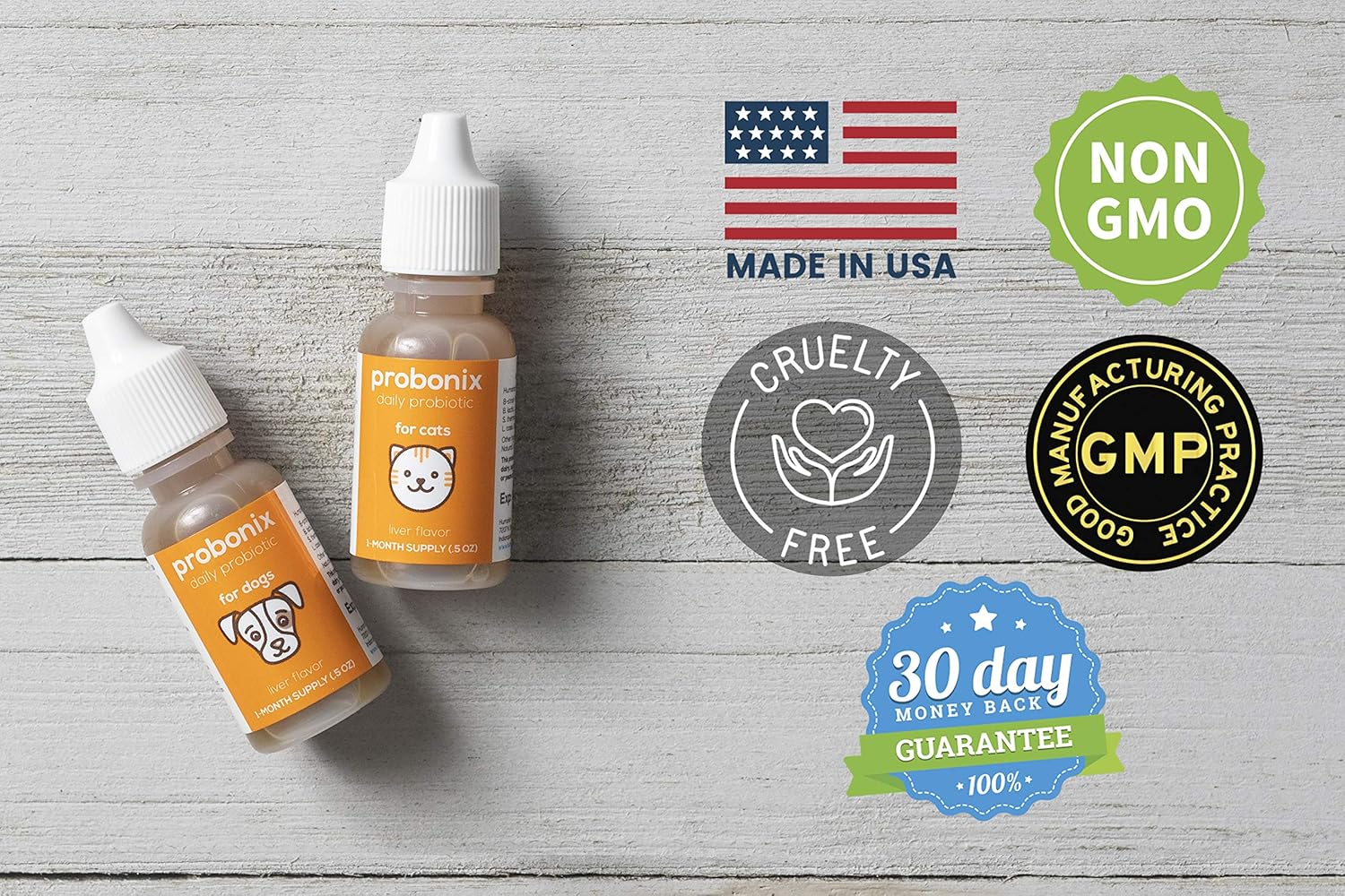 Probonix Cat Probiotic Drops - 8-Strain Formula for Gut and Dental Health - 45 Billion CFUs - 40-Day Supply - Liver Flavor