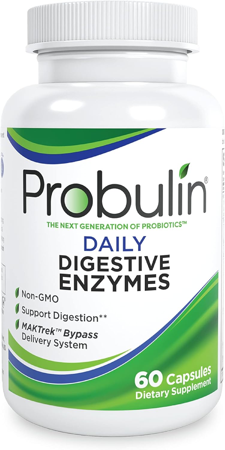 Probulin Daily Digestive Enzymes - 60 Capsules for Gut Health and Digestion Support