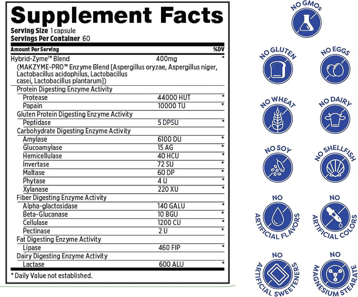 Probulin Daily Digestive Enzymes - 60 Capsules for Gut Health and Digestion Support