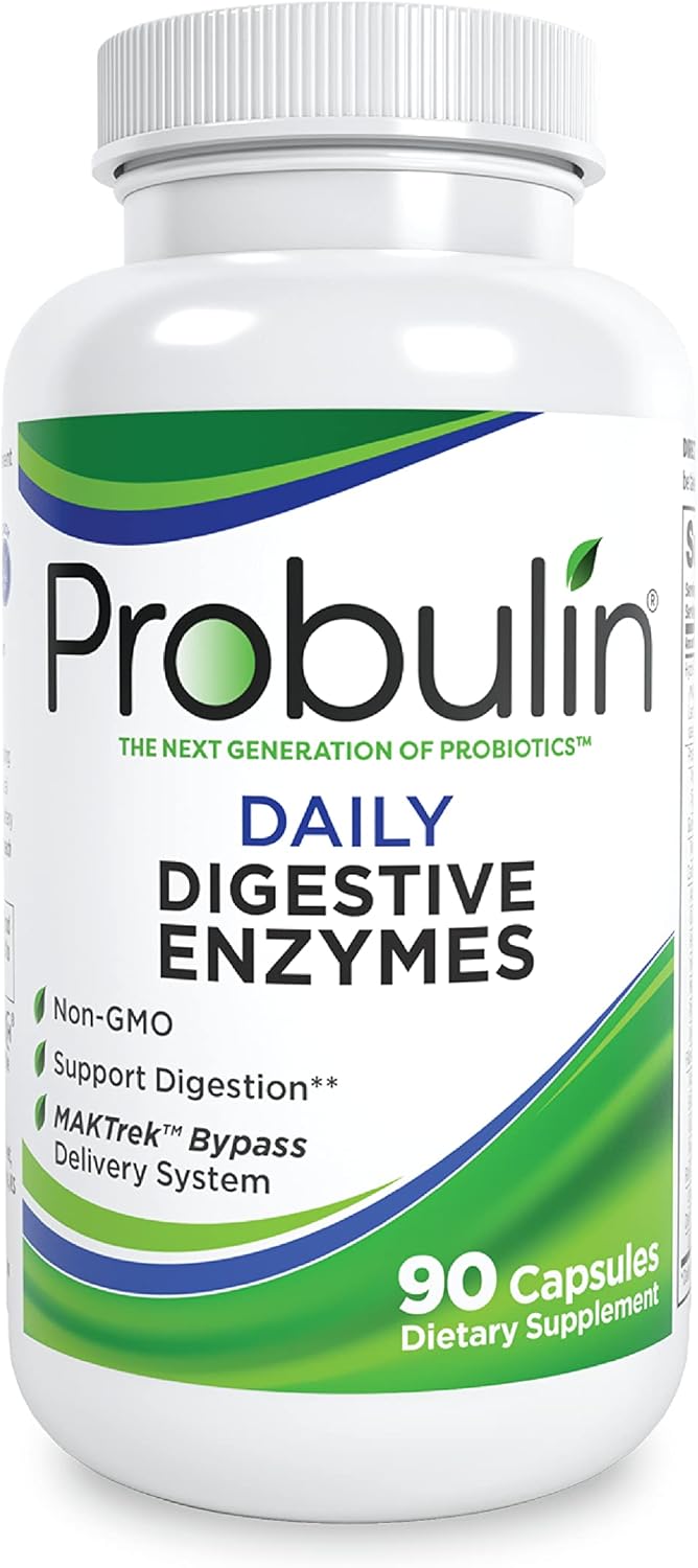 Probulin Daily Digestive Enzymes - 90 Capsules for Gut Health and Digestion Support