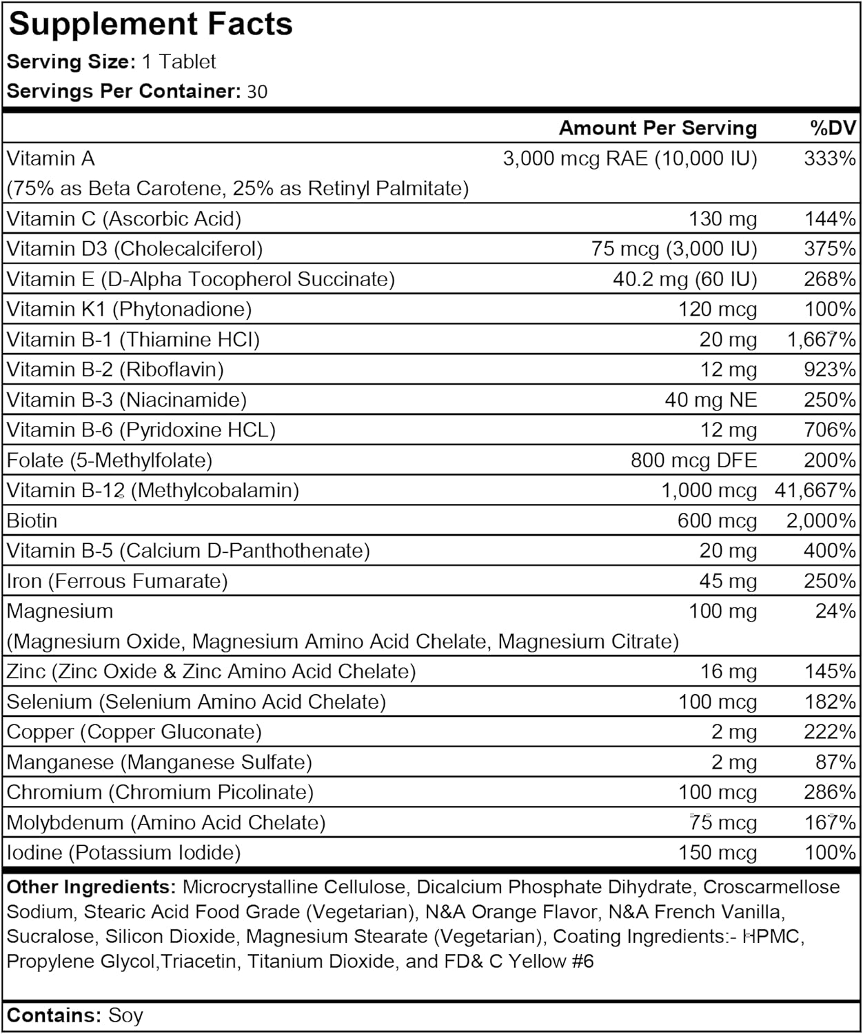 ProCare Health Bariatric Multivitamin with 45mg Iron Citrus Grove Scent 30 Count Bottle