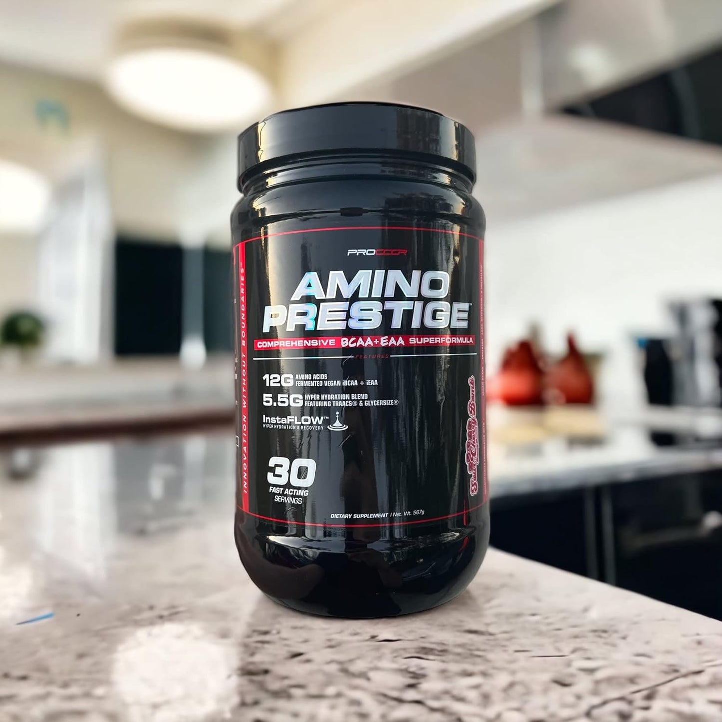 PROCCOR Amino Prestige Vegan IntraWorkout Formula - Premium iBCAA & iEAA Amino Acids - Naturally Flavored BCAAs - 30 Servings Lemon Drop