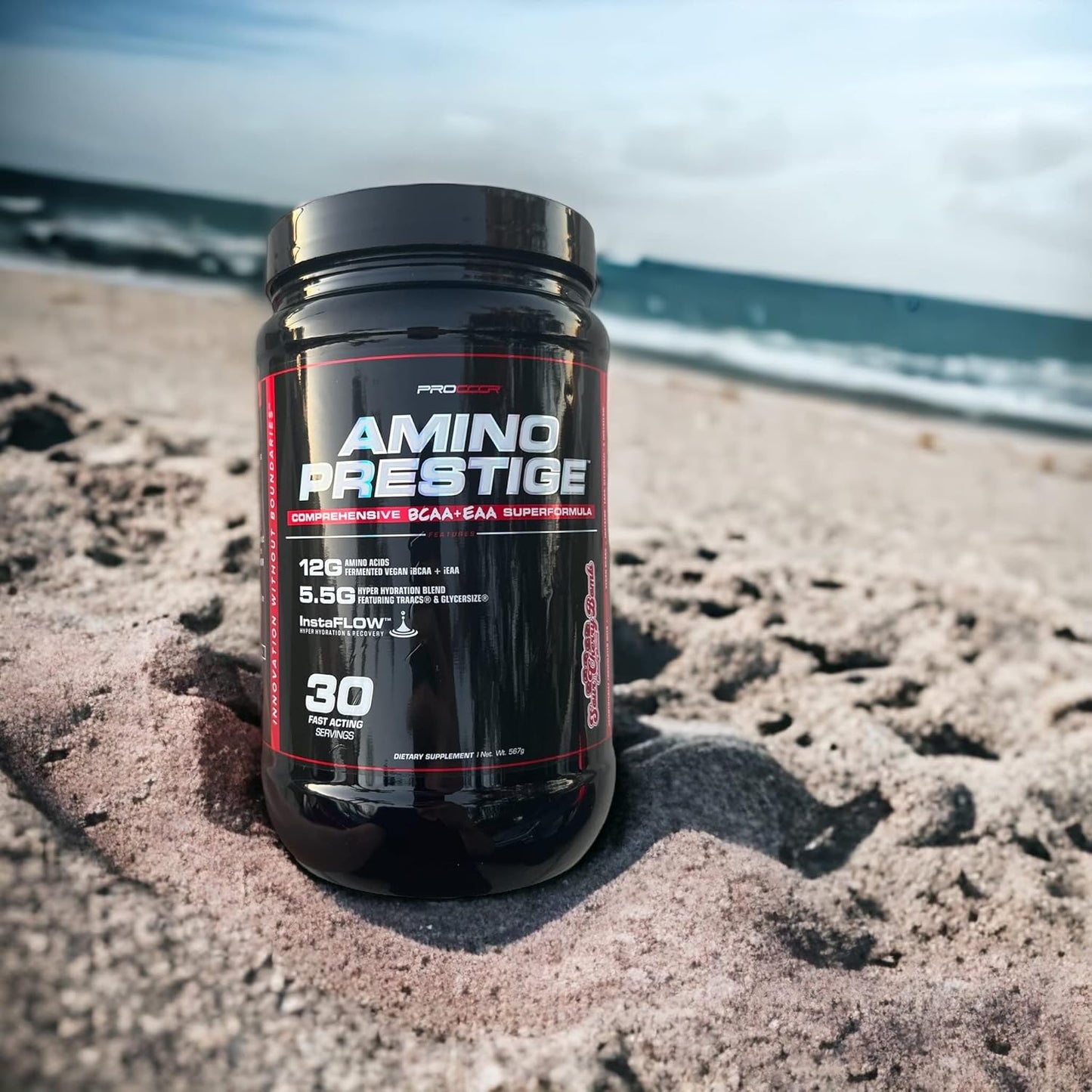 PROCCOR Amino Prestige Vegan IntraWorkout Formula - Premium iBCAA & iEAA Amino Acids - Naturally Flavored BCAAs - 30 Servings Lemon Drop