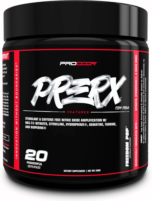 PROCCOR PreRx Caffeine-Free Performance Pre Workout - Clinically Dosed, Scientifically Formulated with Nitrates - 20 Servings