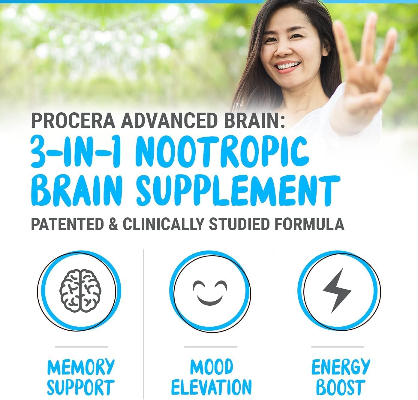 Procera Advanced Brain Supplement - Fast-Acting Formula Backed by 100+ Studies - Enhances Memory, Recall, and Concentration - Promotes Mental Clarity and Slows Cognitive Decline - 60 Capsules