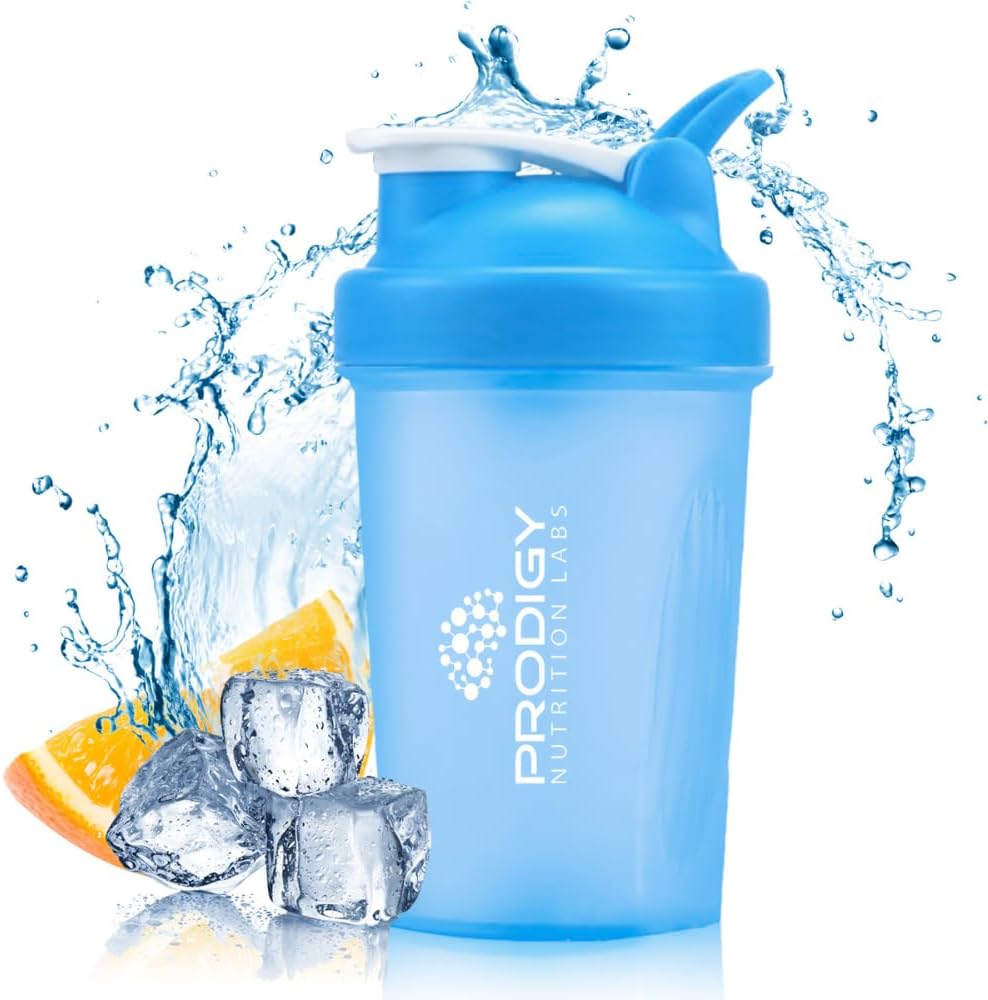 Prodigy Nutrition Labs 14oz Premium Shaker Bottle for Protein Shakes and Pre Workout - Blue Color